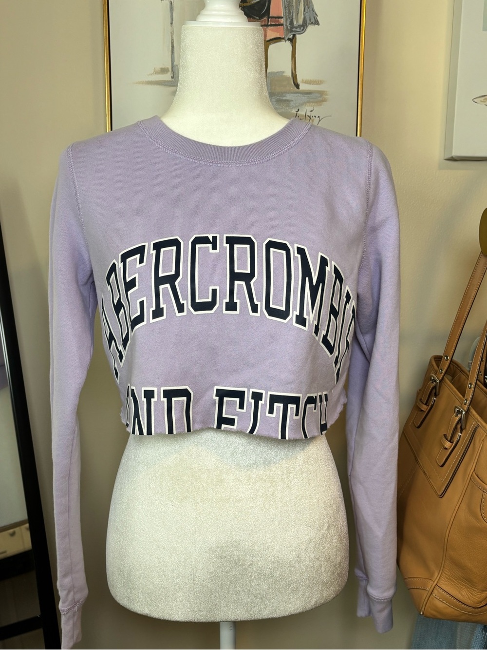 Abercrombie & Fitch Lavender Cropped Crewneck Sweatshirt